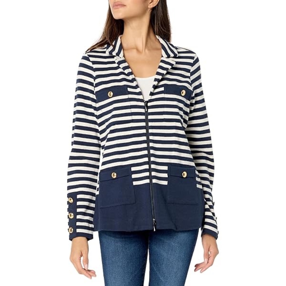 NIC+ZOE City Charm Striped Knit Blazer